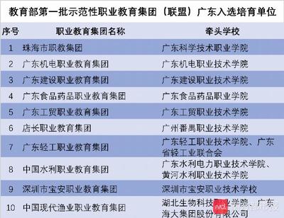廣東省第二批示范性職業(yè)教育集團(tuán)正在公示,這5家入選了